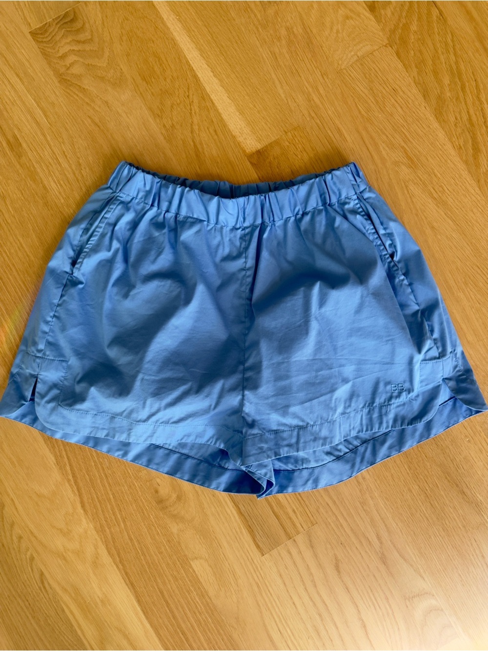 BONDI BORN Blue Organic Cotton Poplin Pull-On Shorts M